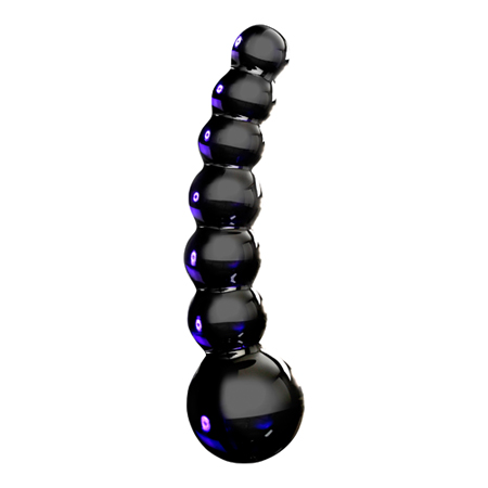 Bolvormige glazen dildo Icicles No 66 zwart