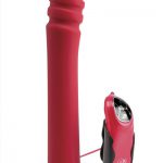 Fetish Fantasy Elite vibrerende geribbelde voorbind dildo 23cm (rood)