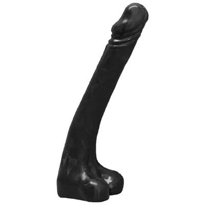 Lange Dildo Met Ballen Zwart