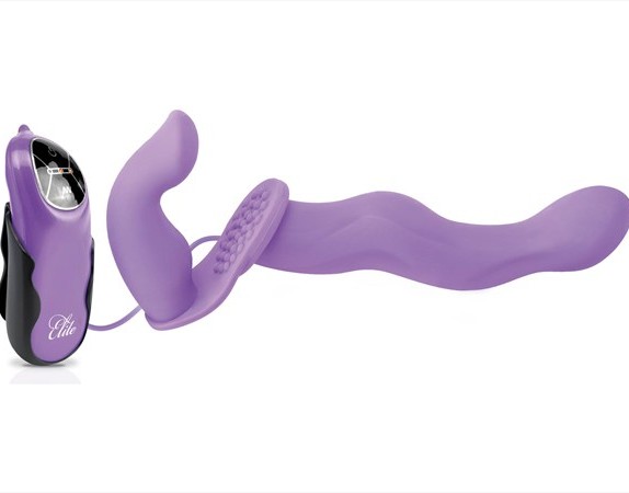 FF Elite vibrerende pentreer voorbind dildo 15cm (paars)