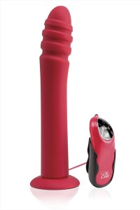 Fetish Fantasy Elite vibrerende geribbelde voorbind dildo 23cm (rood)