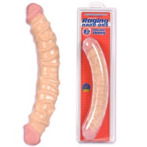 Kleine Zwaar Geaderde Dubbele Dildo - Blank